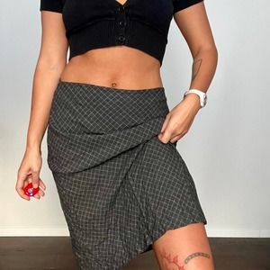 90s plaid midi skirt
